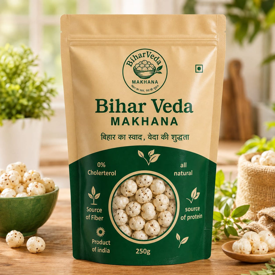 BiharVeda Premium Raw Handpick Makhana – 4+ Suta