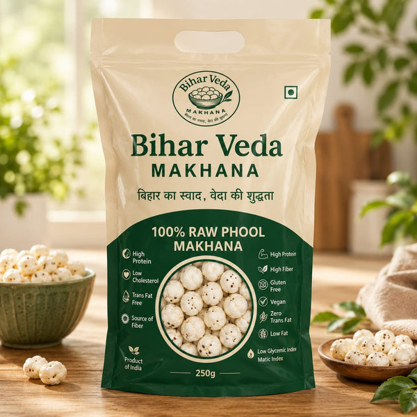BiharVeda Premium Raw Non Handpick Makhana – 5+ Suta
